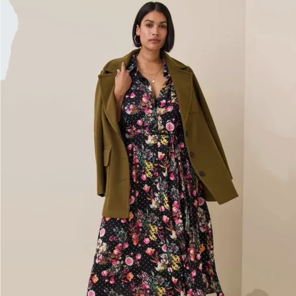Torrid Tea Length Floral Polka Dot Shirt Dress Button Front Size 18/20 (2) - Picture 6 of 13